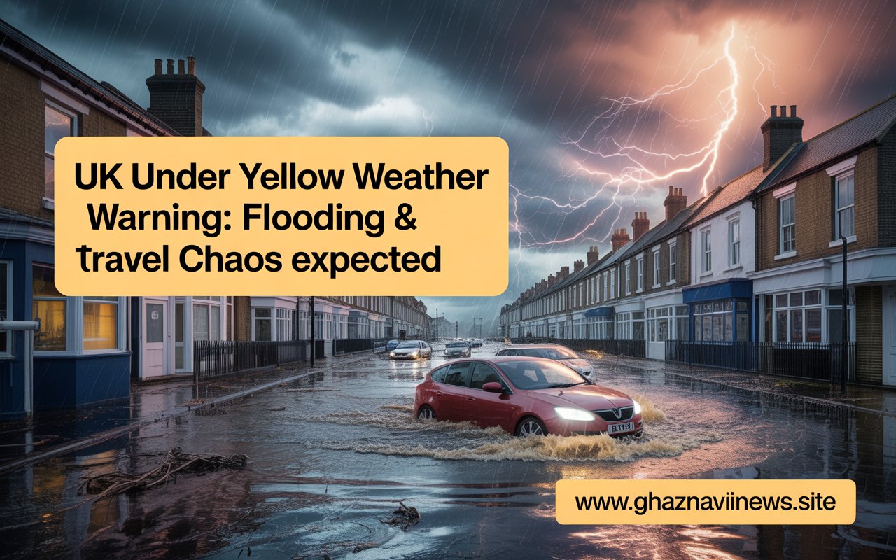 The UK Met Office has issued a yellow weather warning for thunderstorms, warning of potential disruption due to heavy rainfall, localized flooding, and lightning damage. The alert is in effect from 11 AM to 6 PM today, covering parts of northeast England and southeastern Scotland.