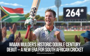Wiaan Mulder scores an unbeaten 264 in his debut Test as South Africa’s captain against Zimbabwe, breaking multiple records.