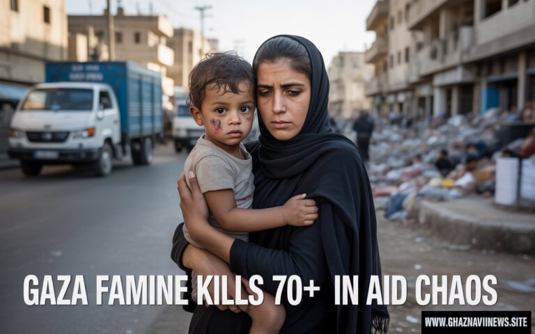 Gaza City (Ghaznavii News) – The humanitarian crisis in Gaza continues to worsen as more than 70 Palestinians have been killed while seeking food aid, highlighting the devastating impact of famine and malnutrition in the besieged region.