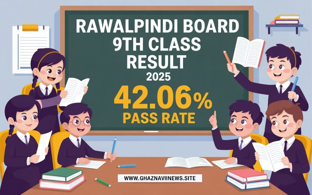 9th Class Result 2025 – Rawalpindi Board Promotes All Students to SSC-II 3 The Rawalpindi Board of Intermediate and Secondary Education (BISE) has officially announced the 9th Class Result 2025 (SSC-I), revealing a 42.06% pass rate. Despite the low success percentage, the board confirmed that all students have been promoted to SSC-II (10th class) in accordance with policy.
A total of 128,453 students were registered, out of which 125,989 appeared in the examinations. Among them, 53,657 students passed, while 72,312 failed. Additionally, 2,055 students remained absent and 409 admission forms were canceled for various reasons.