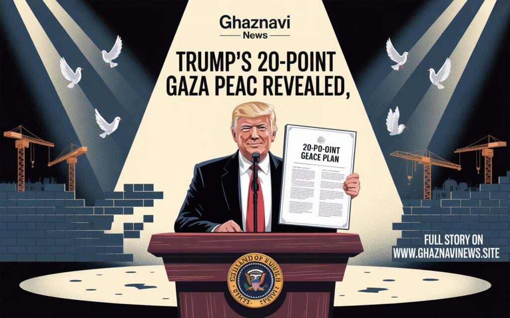 Donald Trump unveils 20-point peace plan for Gaza conflict. Complete analysis of the proposal including security, reconstruction, and political solutions for lasting peace.

