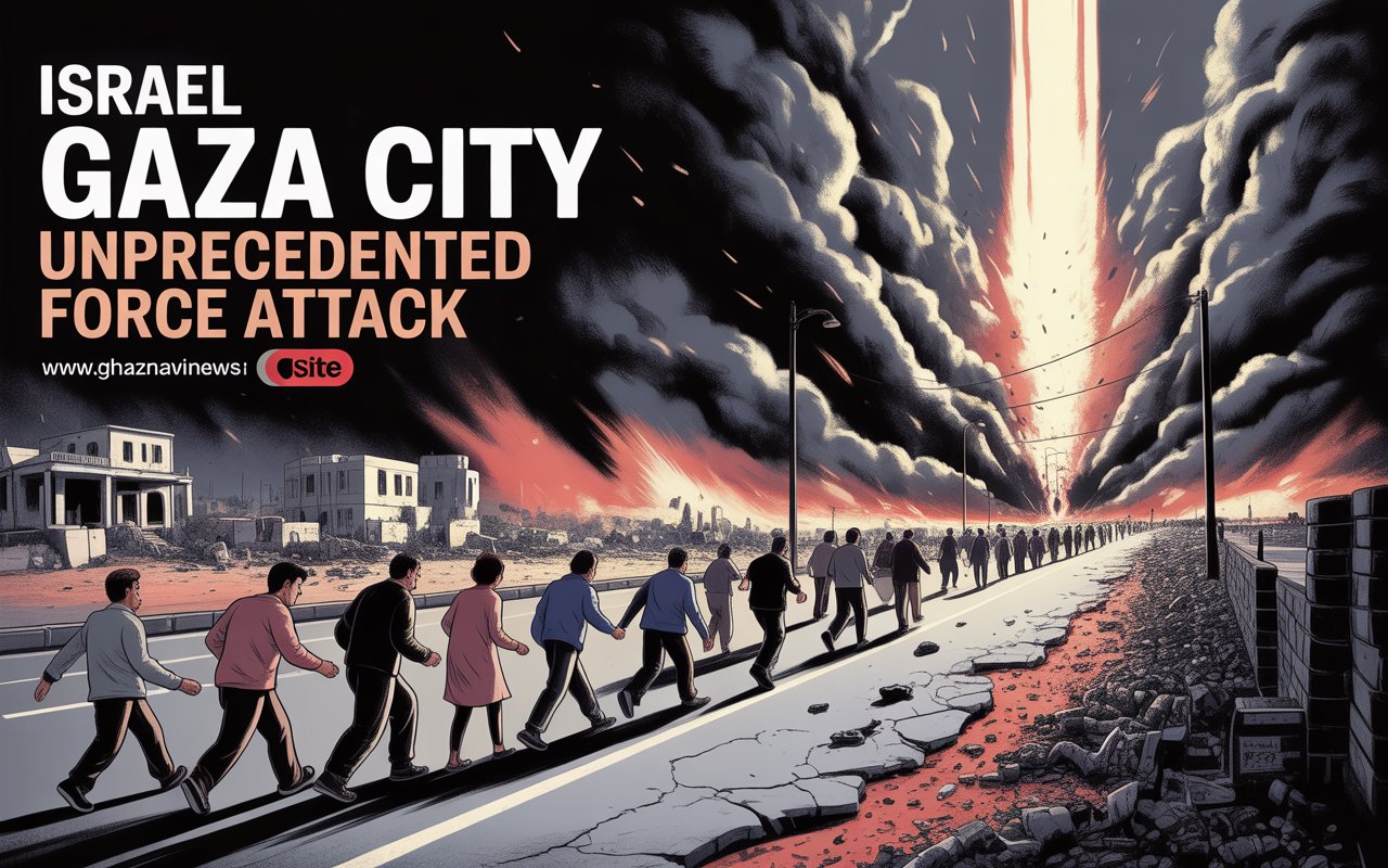 Israel Gaza City Unprecedented Force Attack Sparks Mass Exodus 1 Israel launches an unprecedented force attack on Gaza City, killing at least 43 Palestinians as famine deaths rise to 441. Thousands flee south under dire conditions.