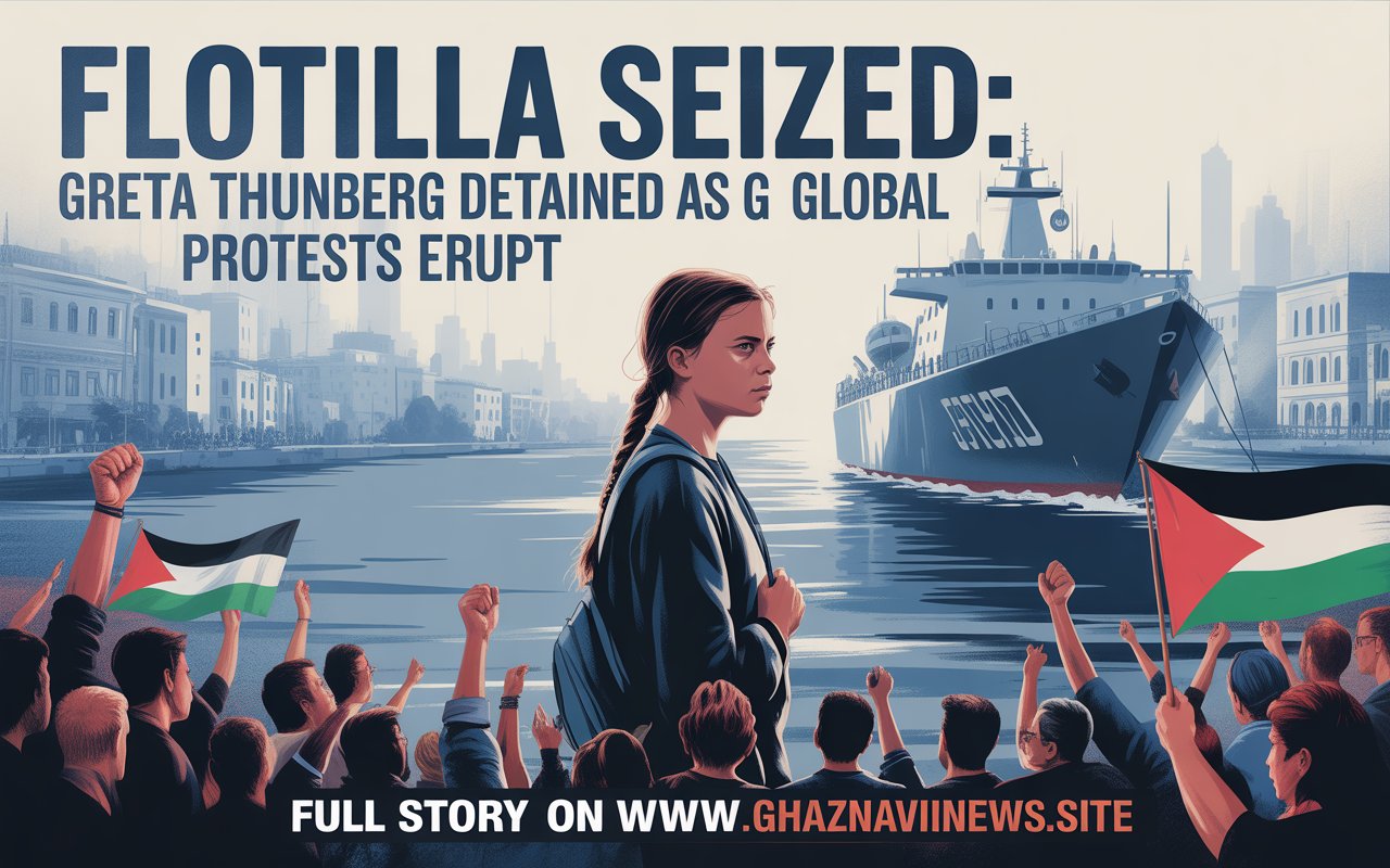 Israel Intercepts Global "Sumud Flotilla," Detains Greta Thunberg; Protests Erupt Worldwide 1 The global flotilla intercepted by Israeli forces, detaining Greta Thunberg. Protests erupt in Turkey, Greece, Italy, Tunisia, and Argentina over Gaza aid blockade.