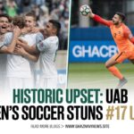 UAB men's soccer defeats #17 North Carolina 2-1 for first ranked victory since 2021. Fagan scores equalizer as Blazers secure statement win.