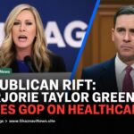 Marjorie Taylor Greene breaks with GOP leadership over healthcare costs during shutdown fight, demanding party solutions for insurance premiums.