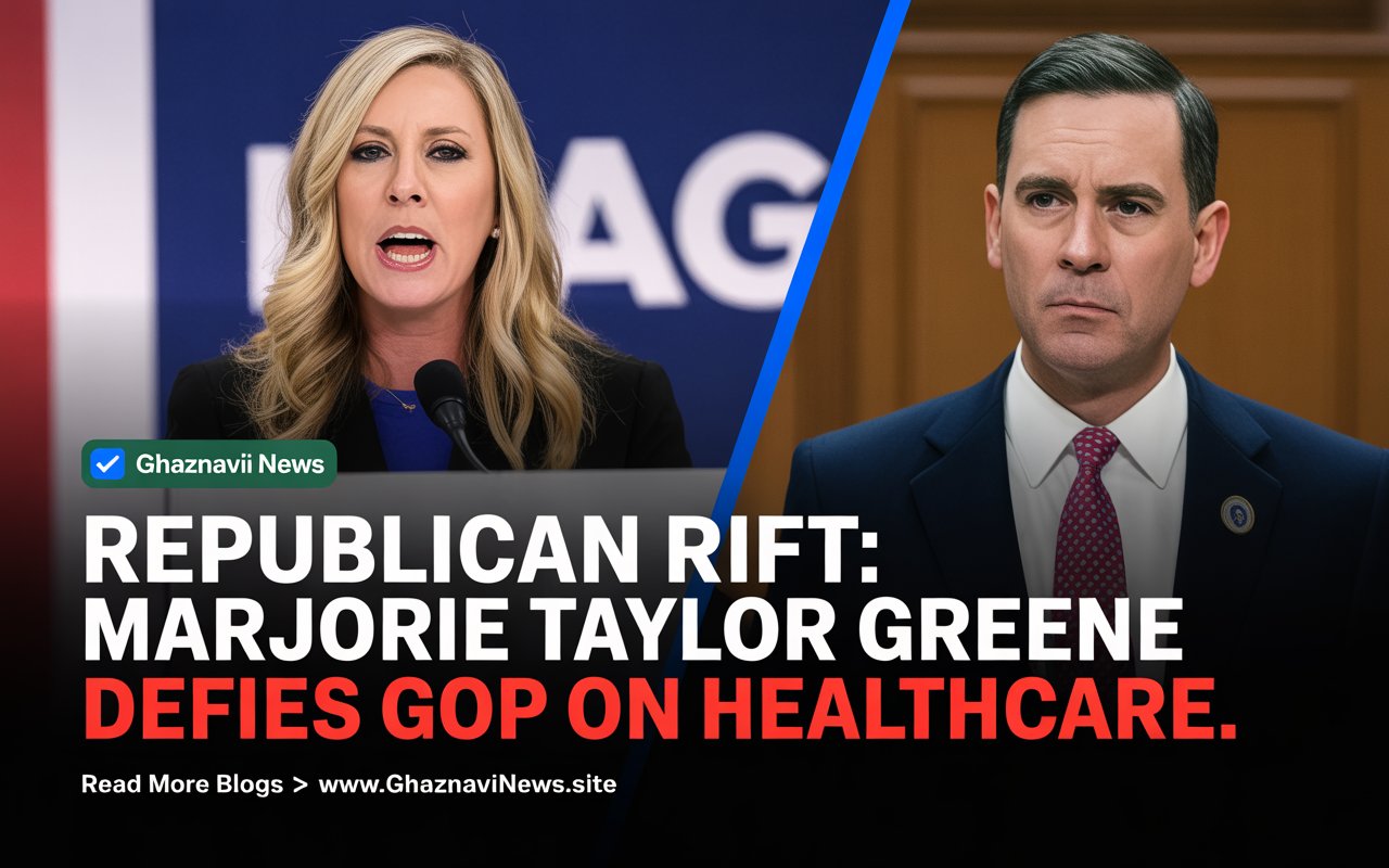 Marjorie Taylor Greene Defies GOP Leadership With Explosive Healthcare Demands During Shutdown Crisis 1 Marjorie Taylor Greene breaks with GOP leadership over healthcare costs during shutdown fight, demanding party solutions for insurance premiums.