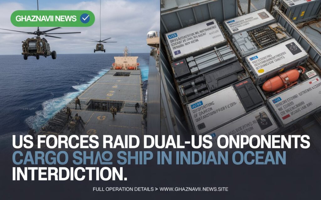 US Forces Conduct Rare Raid on Cargo Ship Carrying Military Materials from China to Iran 4 US forces raid China Iran cargo ship Indian Ocean November 2025 special operations boarding military materials seizure Sri Lanka international waters Trump maritime enforcement