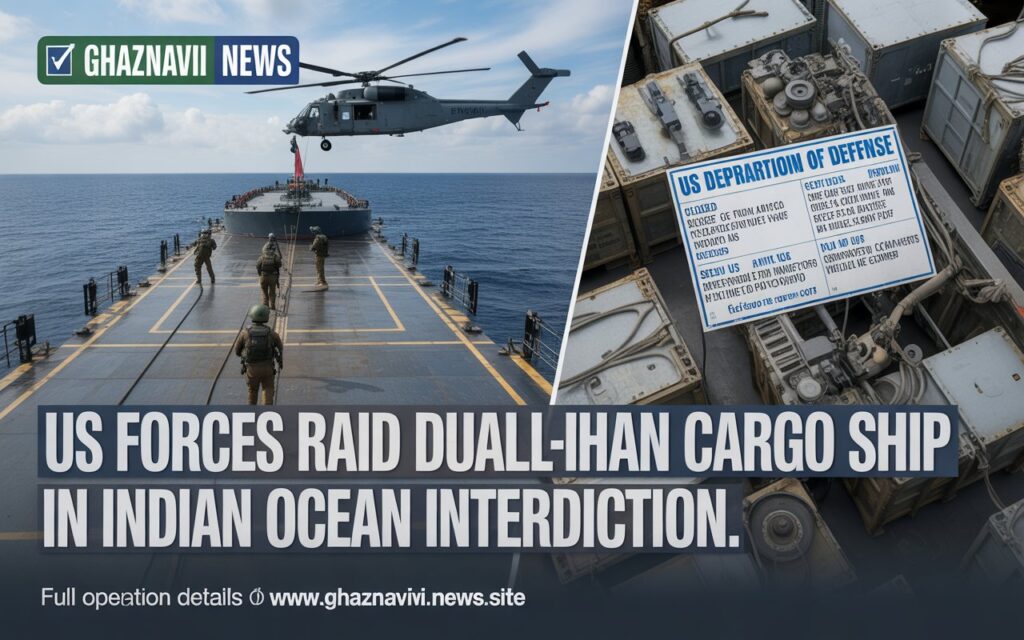 US Forces Conduct Rare Raid on Cargo Ship Carrying Military Materials from China to Iran 3 US forces raid China Iran cargo ship Indian Ocean November 2025 special operations boarding military materials seizure Sri Lanka international waters Trump maritime enforcement