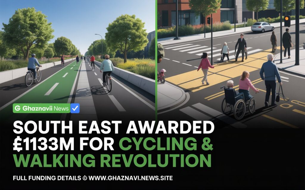 South East England Receives £133 Million Boost for Cycling, Walking and Wheeling Infrastructure 2 UK cycling walking funding South East England councils infrastructure schemes Surrey Sussex Kent safe cycle lanes pedestrian routes Active Travel England investment